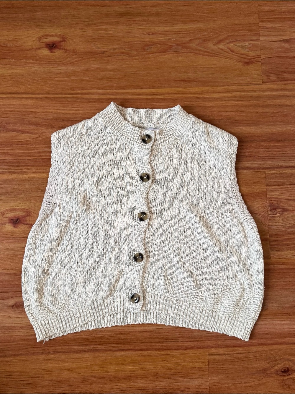 ASOS Cream Button-Front Sleeveless Knit Vest